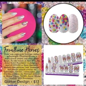 Color Street Frontline Heroes Multicolored Glitter Nail Strips